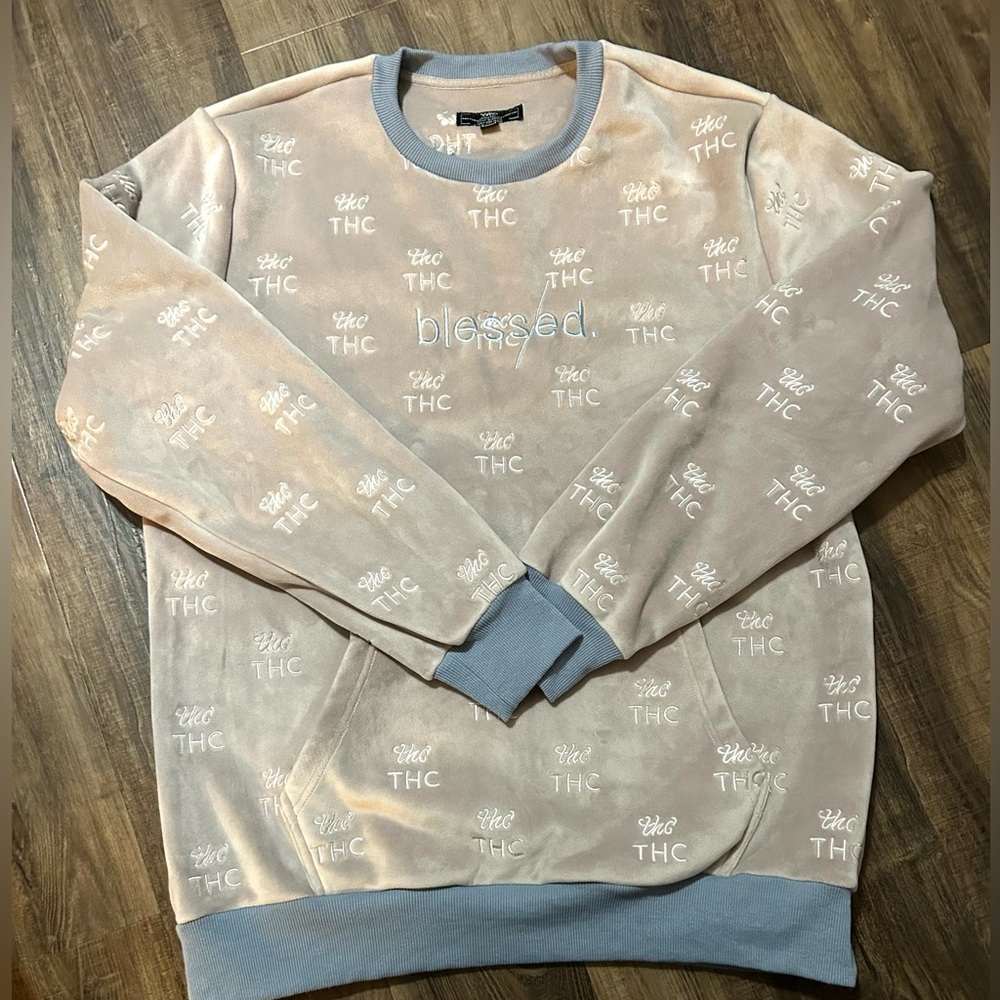 The Hideout Clothing Company THC "blessed" Limited Edition Velour Pullover XL